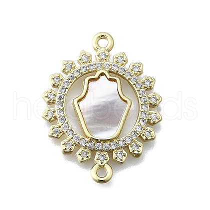 Hamsa Hand Connector Charms KK-V010-02G-03-1