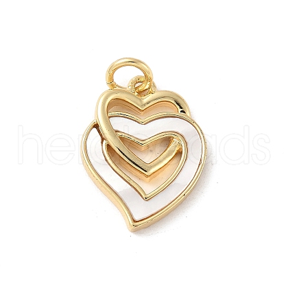 Brass Pave Natural White Shell Pendants KK-S522-08C-G-1