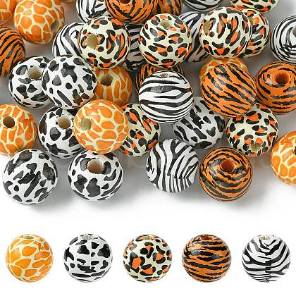 40Pcs 5 Colors Wood European Beads WOOD-FS0001-20-1