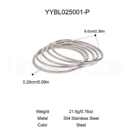 5Pcs European and American Style 304 Stainless Steel Plain Bangles for Women SA7331-2-1