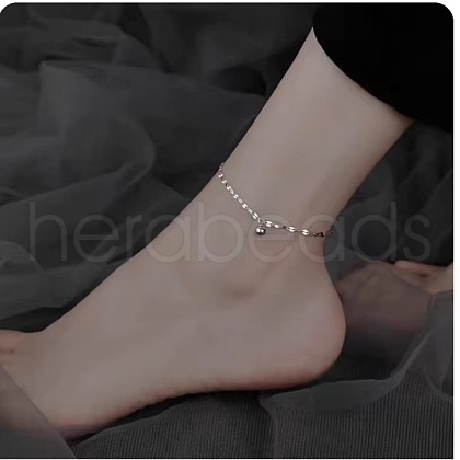 Alloy Round Charm Dapped Chains Anklets WGFEED8-04-1