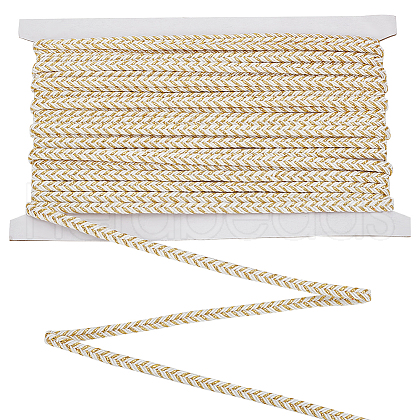 10 Yards Flat Polyester Metallic Braided Cord OCOR-WH0090-054-1