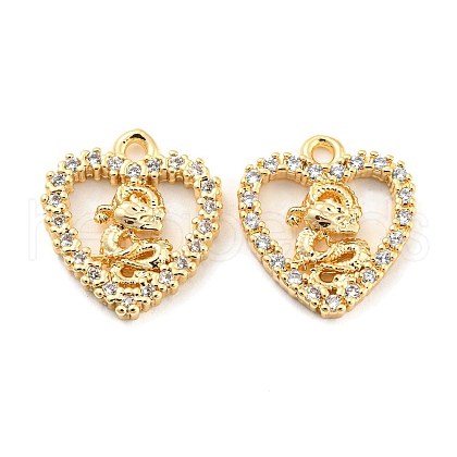 Brass Micro Pave Clear Cubic Zirconia Charms KK-Z034-02G-1