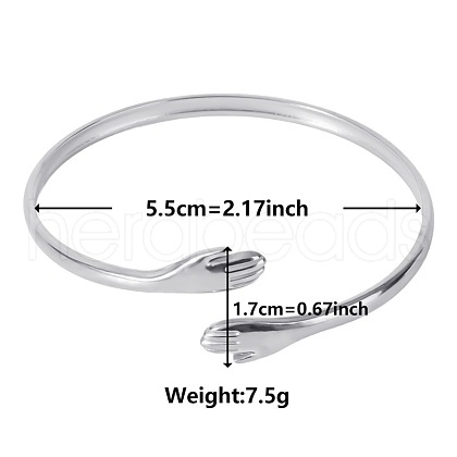 Non-Tarnish Elegant and Stylish Design Palm/Hug 304 Stainless Steel Cuff Bangles for Women KC2455-1-1