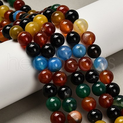Dyed Natural Agate Beads Strands G-G203-10G-10mm-1