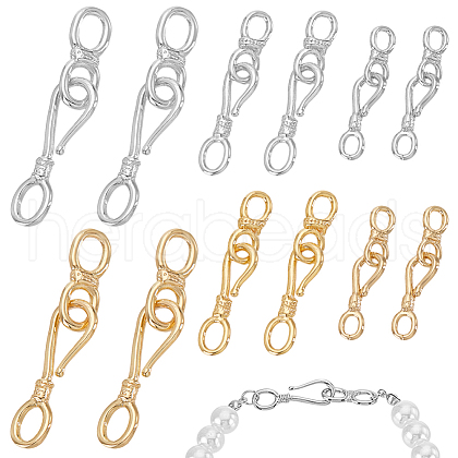 AHADERMAKER 12Pcs 6 Styles 8 Shaped Brass Hooks for Necklace FIND-GA0004-27-1