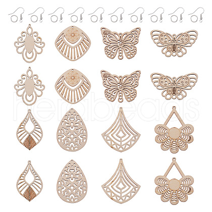  DIY Filigree Wood Dangle Earring Making Kit DIY-TA0009-69-1