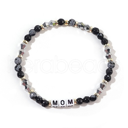 Mother's Day Trendy Crystal Mom Letter Bracelet for Women GJ3187-1