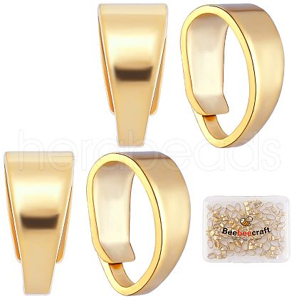 Beebeecraft 100Pcs Brass Snap on Bails KK-BBC0014-76G-1