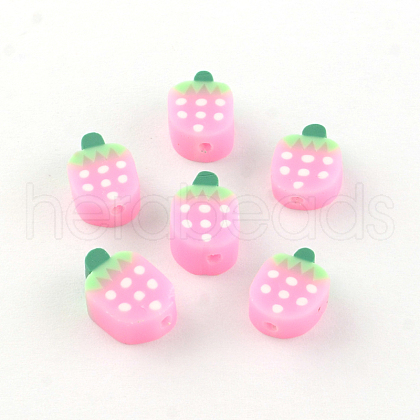 Handmade Strawberry Polymer Clay Beads CLAY-R060-51-1