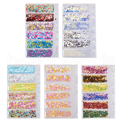  5 Bags 5 Styles Plastic Nail Art Glitter Sequins MRMJ-TA0001-32-1