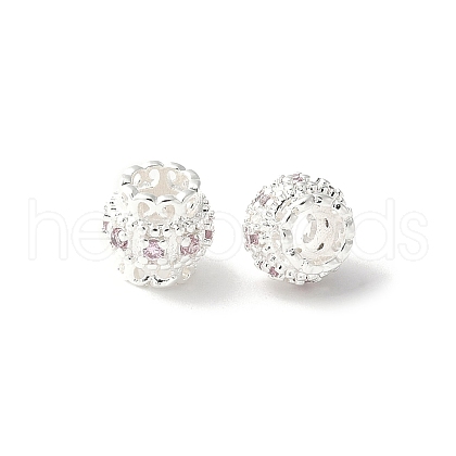 Brass Micro Pave Cubic Zirconia Bead KK-U067-08S-05-1