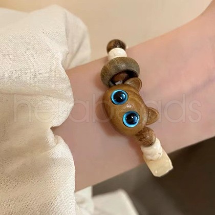 Ceramic & Wood Beads Stretch Bracelet for Women WGD81E8-03-1