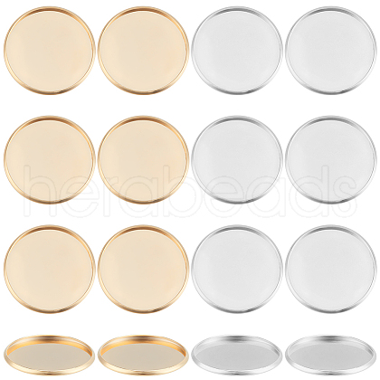 SUNNYCLUE 40Pcs 2 Colors 304 Stainless Steel Plain Edge Bezel Cups STAS-SC0009-11-1