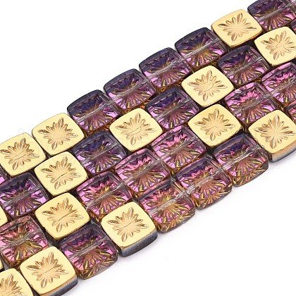 Electroplate Transparent Glass Beads Strands EGLA-N017-03G-1