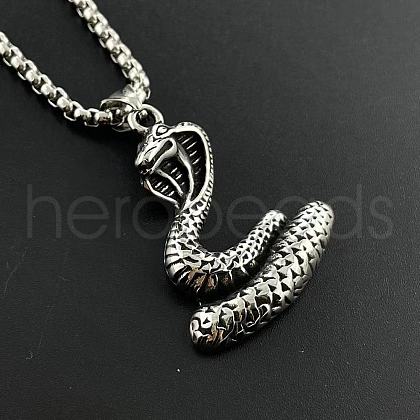 Vintage Stainless Steel Snake Pendant Necklaces for European and American Men BJ4181-1