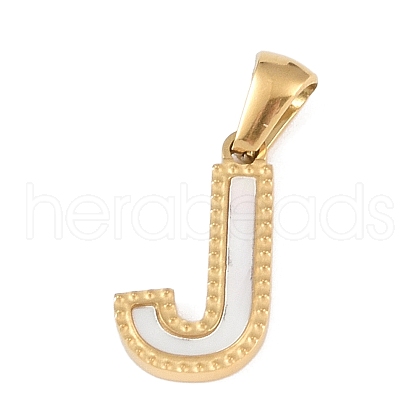 Natural White Shell Alphabet Pendants STAS-M338-02G-J-1