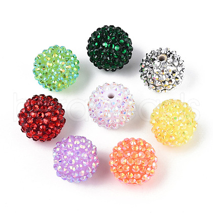 Round Resin Rhinestone Beads OACR-T028-67-1