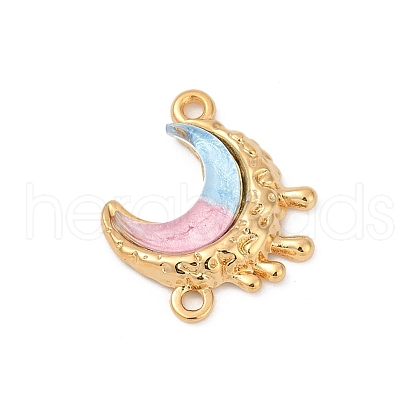 304 Stainless Steel & Resin Melting Moon Connector Charms STAS-C121-03G-1