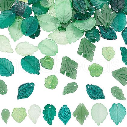 SUNNYCLUE 80Pcs 7 Style Transparent Spray Painted Glass Pendants GLAA-SC0001-66-1