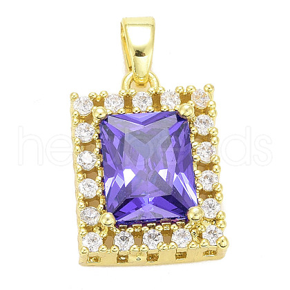 Brass Micro Pave Cubic Zirconia Pendants KK-E277-05G-1