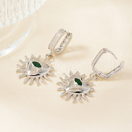 Elegant Brass Cubic Zirconia Heart Hoop Earrings CU8537-2-1