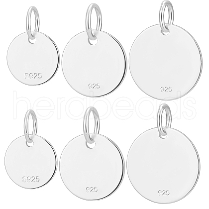 Beebeecraft 6Pcs 3 Size 925 Sterling Silver Pendants STER-BBC0005-38S-1