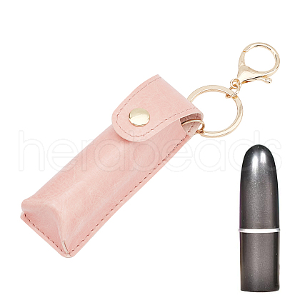 Portable Imitation Leather Chapstick Keychain Holder KEYC-WH0029-56B-1