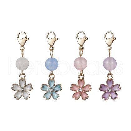 Alloy Enamel Flower Pendant Decorations HJEW-JM01599-1