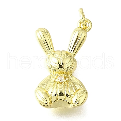 Brass Micro Pave Cubic Zirconia Pendants KK-V007-21G-1