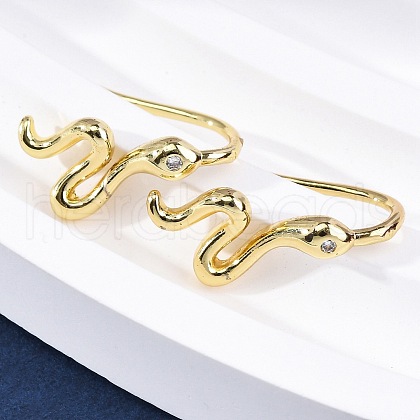 Snake Brass Micro Pave Cubic Zirconia Dangle Earrings EJEW-G425-04G-01-1