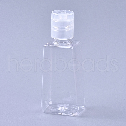 30ml Transparent PET Plastic Refillable Flip Top Cap Bottles X-AJEW-WH0105-90-1