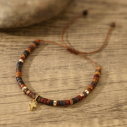 Column Natural Imperial Jade Braided Bead Bracelet EK1968-2-1