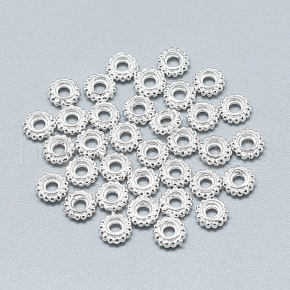 925 Sterling Silver Granulated Spacer Beads STER-T002-73S-1
