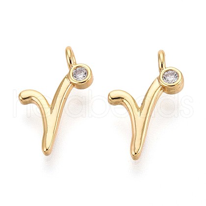 Brass Micro Pave Cubic Zirconia Charms KK-N263-97G-R-1