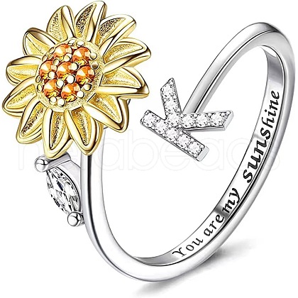 Adjustable Brass Rhinestone Rotating Cuff Rings FS-WG5B177-11-1
