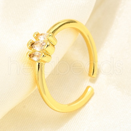 Brass Micro Pave Cubic Zirconia Cuff Rings for Women RJEW-H247-35G-01-1