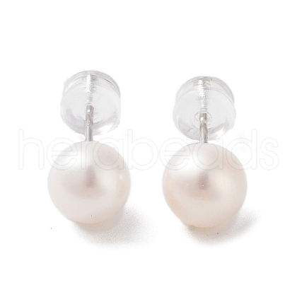 Natural Pearl Stud Earrings for Women EJEW-C082-11B-P-1