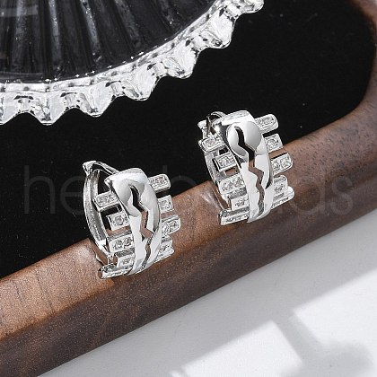 Brass Clear Cubic Zirconia Hoop Earrings EJEW-Q014-16P-1