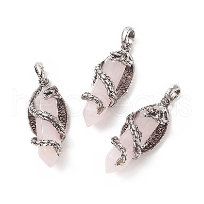 Natural Rose Quartz Pointed Pendants G-C051-01B-1