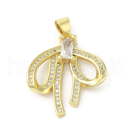 Rack Plating Brass Micro Pave Cubic Zirconia Pendants KK-C052-19A-G-1