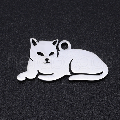 201 Stainless Steel Kitten Pendants A-STAS-N090-JN857-1-1