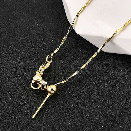 Brass Bar Link Chain Adjustable Slider Necklaces NJEW-M108-10G-1
