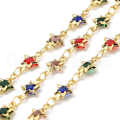 Star Handmade Brass Glass Beaded Chains CHC-M024-03G-1