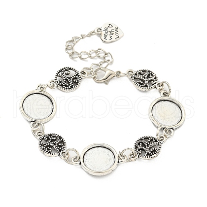Antique Silver Plated Alloy Link Chain Bracelet Making MAK-K023-02A-AS-1