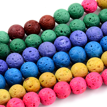 Synthetic Lava Rock Beads Strands G-S247-8mm-M-1-1