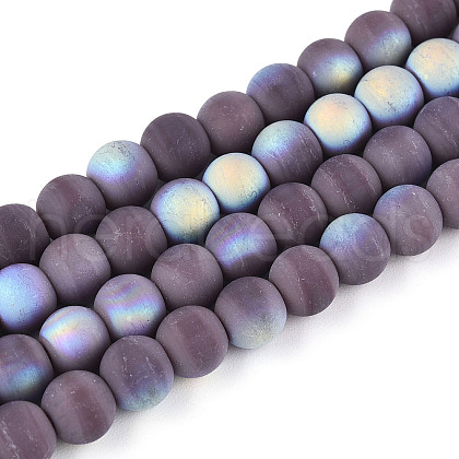 Frosted Opaque Glass Beads Strands GLAA-T032-P6mm-MBB15-1