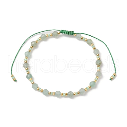 Adjustable Natural Green Aventurine & Glass Braided Bead Bracelet BJEW-JB10137-05-1