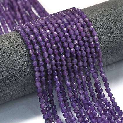 Natural Lepidolite/Purple Mica Stone Beads Strands G-A260-A04-01-1