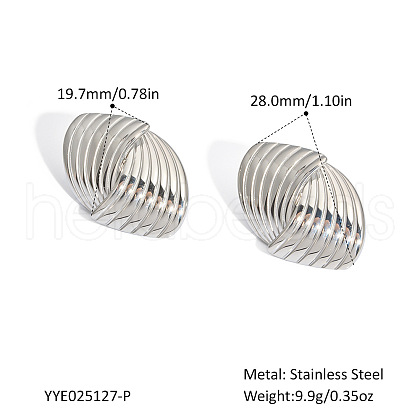 Stainless Steel Cross Stripe Stud Earrings PE2312-2-1